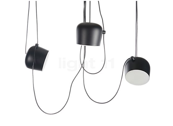 Flos Aim Small Sospensione LED silver , discontinued product - The Aim pendant light makes its cable connection a characterising decorative element that attracts all the attention.
