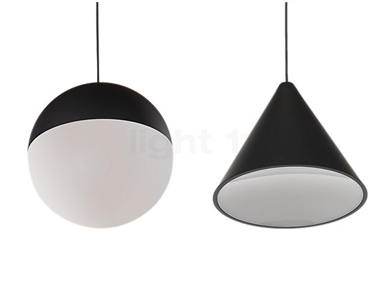 Flos String Light LED 2-lichts - De lampenkap van de String Light bestaat in twee versies: in kogelvorm (Sfera) en als conische figuur (Cono).