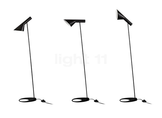 Louis Poulsen AJ, lámpara de pie negro - La pantalla ajustable convierte a esta AJ F en una lámpara ideal para leer.