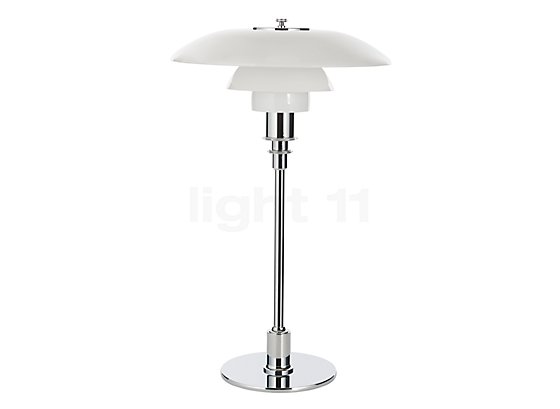 Louis Poulsen PH 3/2 Bordlampe krom skinnende - The PH 3/2 combines elegance and a sophisticated lampshade system.