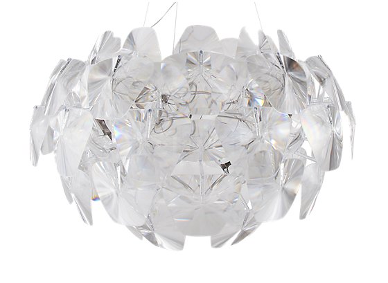 Luceplan Hope, lámpara de suspensión 110 cm - Los elementos que componen la pantalla de esta lámpara colgante recuerdan a las facetas de un diamante.