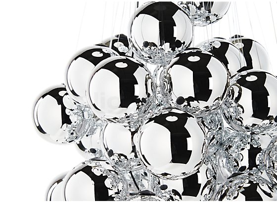 Luceplan Stochastic verspiegeld - 72 balls - 2.700 K - Een tros van glazen ballen vormt de fascinerende kap dezer lamp.