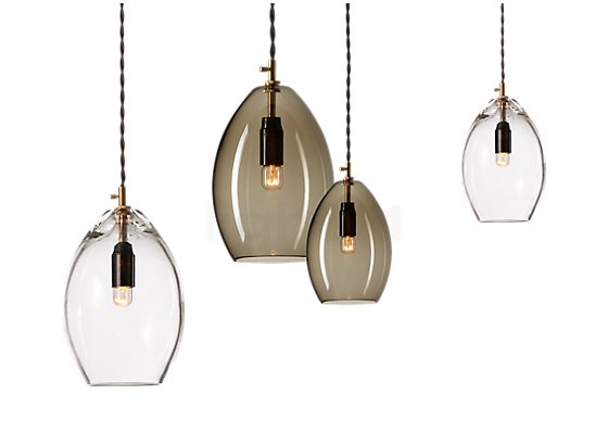 Northern Unika Pendant light grey, large - The noble glass provided with fine air inclusions is available as a transparent and as a smoky version.