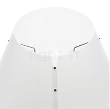 Luceplan Costanza, lámpara de pie pantalla blanco niebla/marco aluminio - telescopio - con botón - ø40 cm - La pantalla de policarbonato serigrafiado está sujeta en dos puntos y es capaz de recuperar la estabilidad por sí misma.