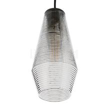 Panzeri Olivia, lámpara de suspensión florón negro/vidrio acero - La suave curvatura del cuerpo hace que parezca algo improvisada.