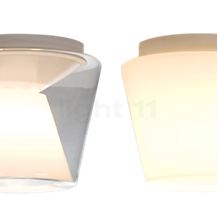 Serien Lighting Annex, lámpara de techo M - difusor externo cristalino/difusor interior cristal - La Annex, con difusor interior opalino, se puede dejar sin pantalla (a la derecha) o equipar con pantalla transparente.