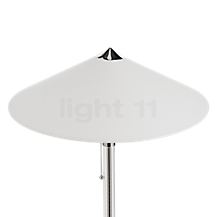Tecnolumen Wagenfeld WG 27 Lampe de table corps transparent/pied verre - L'abat-jour en papier est maintenu en place par un bouton en métal nickelé.
