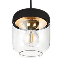 Umage Acorn Cannonball Suspension 3 foyers noire ambre/laiton - Le verre clair permet d'apercevoir l'intérieur de l'Acorn.