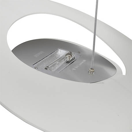 Artemide Pirce Soffitto blanco - ø97 cm - La bombilla ilumina hacia abajo y la luz se refleja en todas direcciones al tocar los anillos.