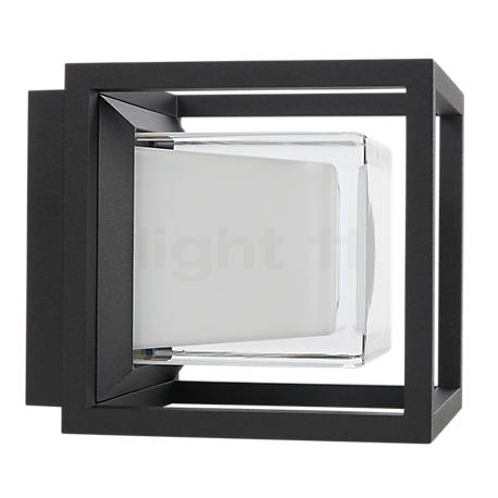 Delta Light Montur S Applique LED noir - Le cube de verre est lui-même encadré dans un corps en aluminium.