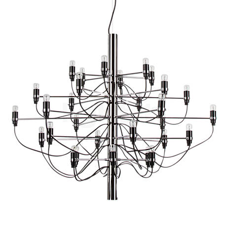 Flos 2097-30 black matt - incl. 30x bulb clear - The 2097-30 is a modern interpretation of the chandelier that impresses by its decorative power cable.