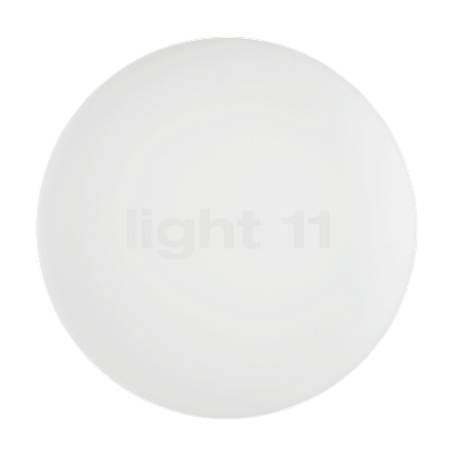 Flos Glo-Ball Mini C/W Lampe de miroir blanc - L'abat-jour en verre opalescent soufflé à la bouche apparaît, de face, absolument rond.
