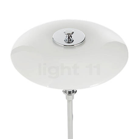 Louis Poulsen PH 2/1 Lampe de table chrome brillant - Par-dessus repose l'abat-jour le plus grand chargé de réfléchir la lumière vers le bas.