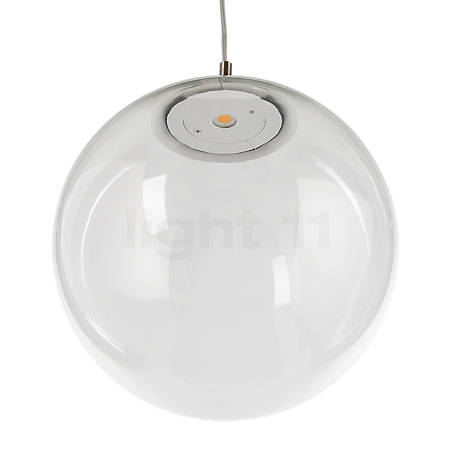 Mawa Glaskugelleuchte LED klar/ grau metallic - 40 cm - Das LED-Licht entspringt am oberen Ende der Glaskugel, die es gleichmäßig in den Raum streut.