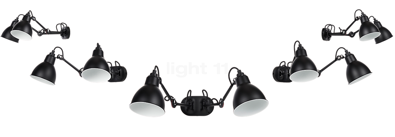 DCW Lampe Gras No 204 Double Wandleuchte schwarz