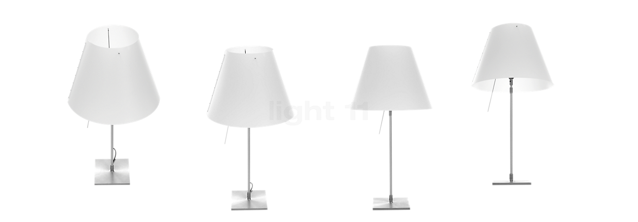 Luceplan Costanza Lampe de table abat-jour gris béton/châssis laiton - télescope - avec variateur