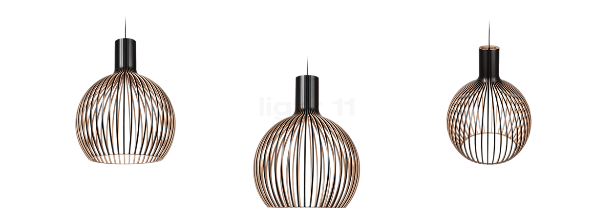 Secto Design Octo 4240 Hanglamp zwart, gelamineerd/ textielkabel zwart