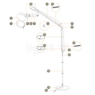 Artemide Forchetta per Tolomeo Tavolo/Terra/Lettura - Pezzo di ricambio No. 19, forcella con morsetto - alluminio
