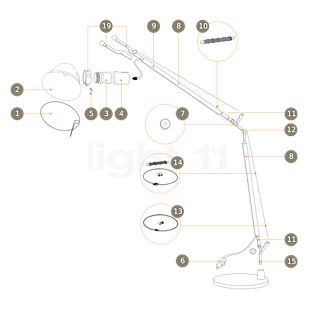Artemide Douille pour Tolomeo Tavolo/Terra/Lettura - Pièce détachée Nr. 3, douille avec interrupteur - E27
