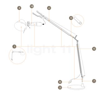 Artemide Body für Tolomeo Micro - Ersatzteil Nr. 1b, body - zwart