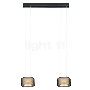 Bankamp Grand Flex Hanglamp LED 2-lichts zwart geanodiseerd/glas Groove - ø20 cm