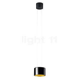 Bankamp Grand Flex, lámpara de suspensión LED 1 foco negro anodizado/vidrio negro/dorado - ø20 cm