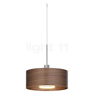 Bruck Cantara Holz Pendelleuchte LED für Maximum System Niedervolt chrom glänzend/schirm eiche dunkel - 30 cm