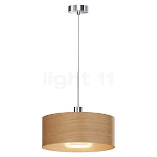 Bruck Cantara Hout Hanglamp LED chroom glimmend/lampenkap eikenhout helder - 30 cm