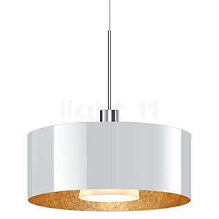 Bruck Cantara Suspension LED chrome brillant/verre blanc/doré - 30 cm