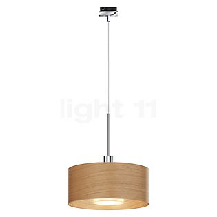 Bruck Cantara Wood Pendant Light LED for Duolare Track chrome glossy/lampshade oak bright - 30 cm