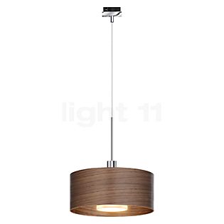 Bruck Cantara Wood Pendant Light LED for Duolare Track chrome glossy/lampshade oak dark - 30 cm