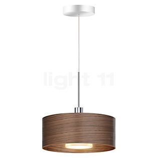 Bruck Cantara hout Hanglamp LED lage spanning chroom glimmend/lampenkap eikenhout donker - 30 cm