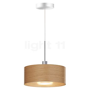 Bruck Cantara hout Hanglamp LED lage spanning chroom glimmend/lampenkap eikenhout helder - 30 cm