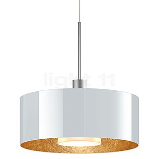 Bruck Cantara, lámpara de suspensión LED cromo mate/vidrio blanco/dorado - 30 cm