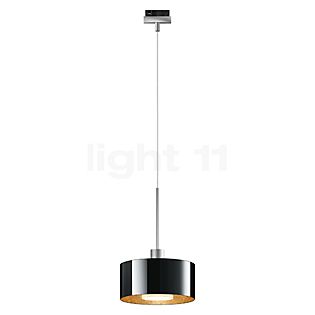 Bruck Cantara, lámpara de suspensión para Duolare Riel cromo mate/vidrio negro/dorado - 19 cm