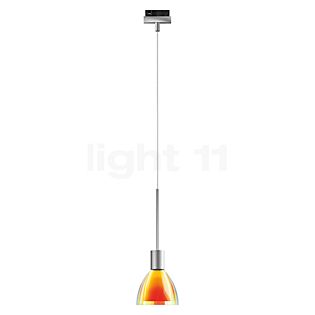 Bruck Silva Lampada a sospensione LED per Duolare Binario - ø11 cm cromo opaco, vetro giallo/arancione