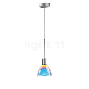 Bruck Silva, lámpara de suspensión LED - ø11 cm cromo mate, vidrio azul/magenta , Venta de almacén, nuevo, embalaje original
