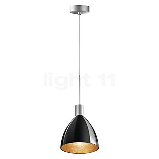 Bruck Silva, lámpara de suspensión LED - ø16 cm cromo mate - vidrio negro/dorado