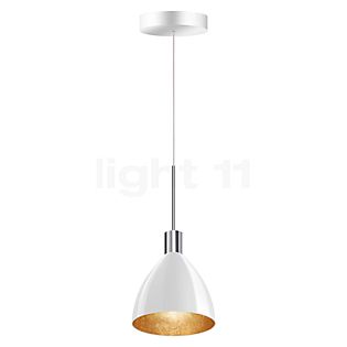 Bruck Silva, lámpara de suspensión LED baja tensión - ø16 cm cromo brillo, vidrio blanco/dorado
