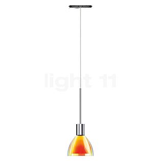 Bruck Silva, lámpara de suspensión LED para All-in Riel - ø11 cm cromo brillo, vidrio amarillo/naranja