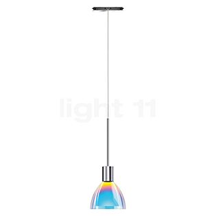 Bruck Silva, lámpara de suspensión LED para All-in Riel - ø11 cm cromo brillo, vidrio azul/magenta