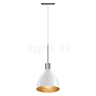 Bruck Silva, lámpara de suspensión LED para All-in Riel - ø16 cm cromo brillo, vidrio blanco/dorado