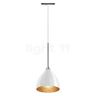 Bruck Silva, lámpara de suspensión para All-in Riel - ø16 cm cromo brillo, vidrio blanco/dorado