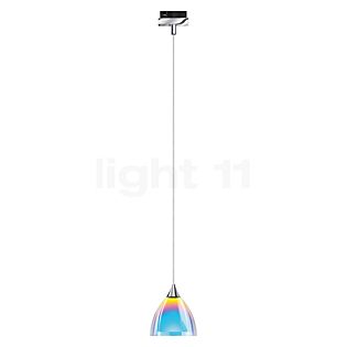 Bruck Silva, lámpara de suspensión para Duolare Riel - ø11 cm cromo brillo, vidrio azul/magenta