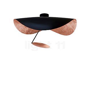 Catellani & Smith Lederam Manta CWS1 Lampada da soffitto/parete LED disco rame, asta nera, paralume nero/rame