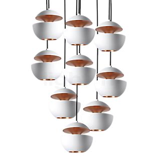 DCW Here Comes the Sun mini Cluster Suspension 9 foyers ronde blanc/cuivre