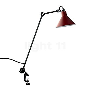 DCW Lampe Gras No 201 Lampe à étau noire, abat-jour conique rouge