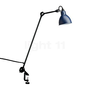 DCW Lampe Gras No 201, lámpara con pinza negra redonda azul