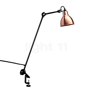 DCW Lampe Gras No 201, lámpara con pinza negra redonda cobre