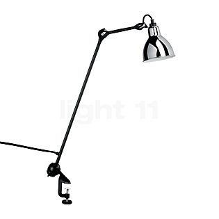 DCW Lampe Gras No 201, lámpara con pinza negra redonda cromo